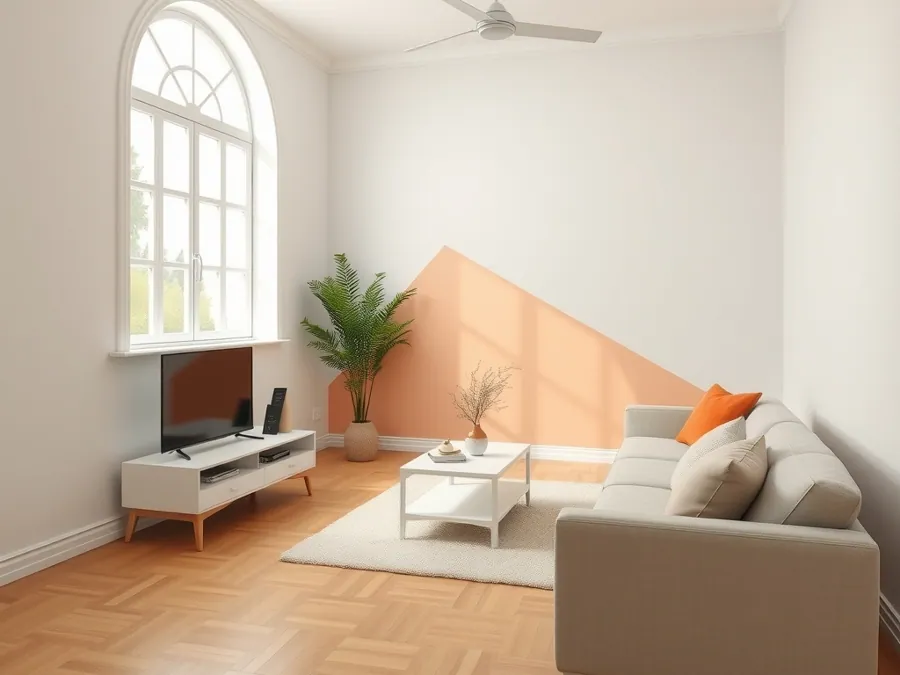 Séjour rénové avec un mur d’accent terracotta