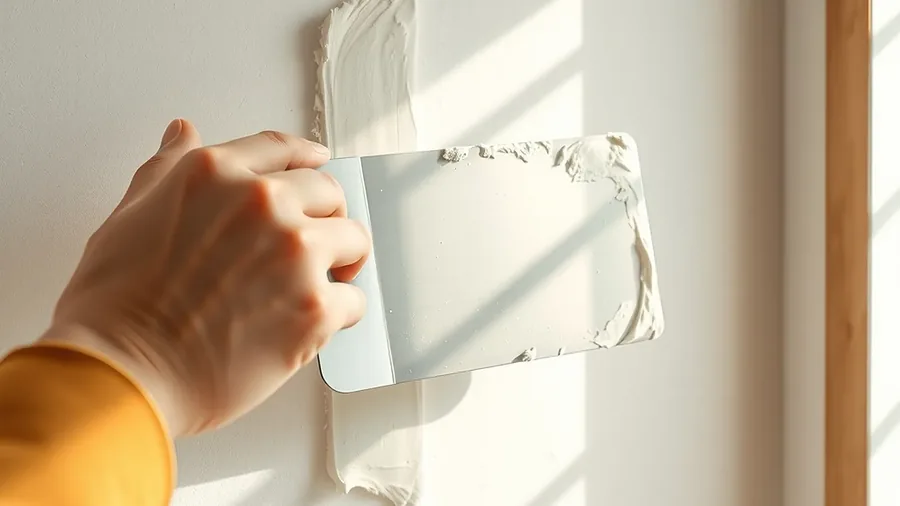 Application d'enduit de lissage à la spatule sur un mur avant peinture